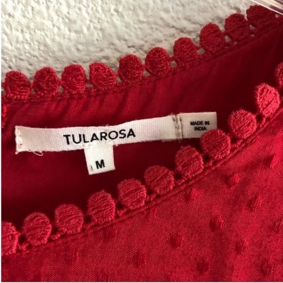 Tularosa Paula Lace Embroidered Ruffle Mini Dress Red - Picture 2 of 7